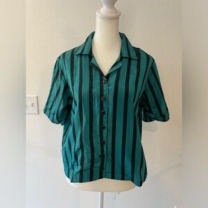 Handmade Women’s Button-up Dress Shirt Circus Stripes Disco Glam Size Small